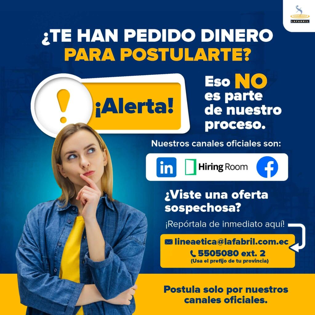 Postula solo por nuestros canales oficiales - La Fabril